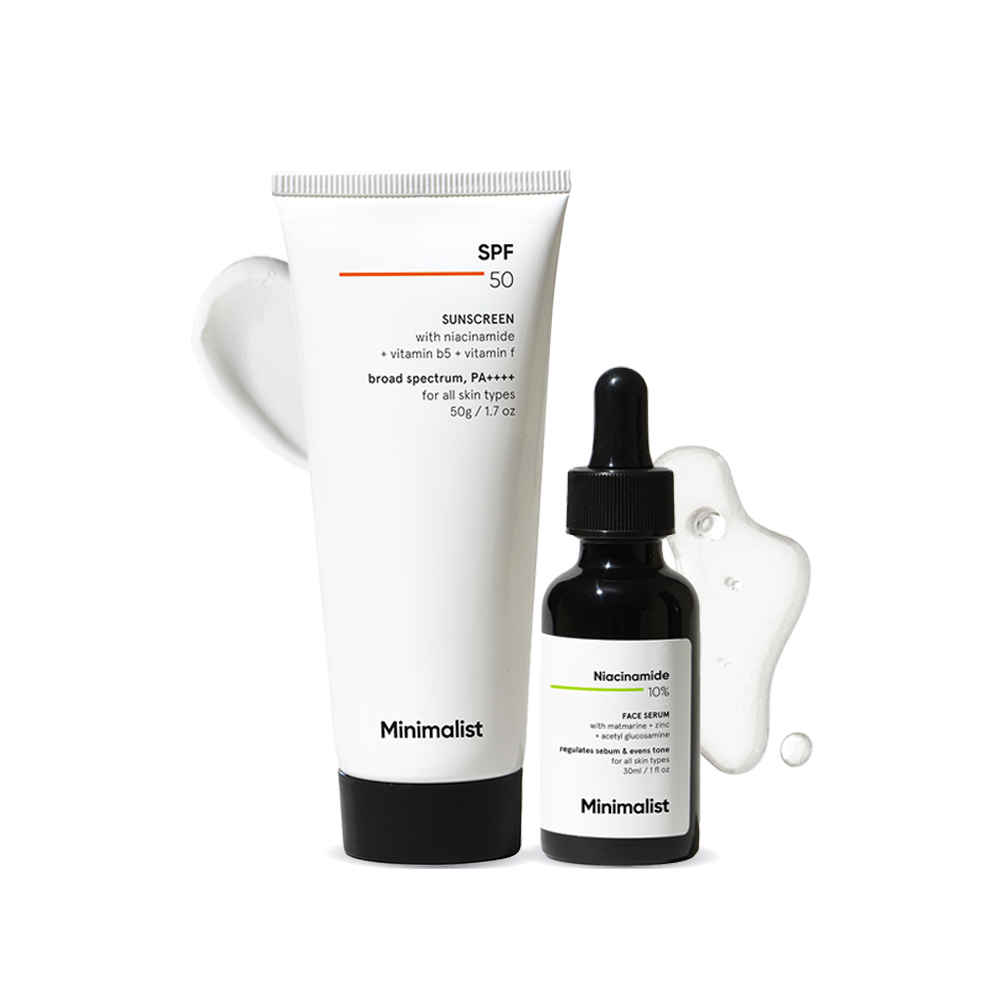 Buy Minimalist 10% Niacinamide face Serum 30ml + Minimalist SPF 50 Sunscreen with niacinamide 50g - Purplle