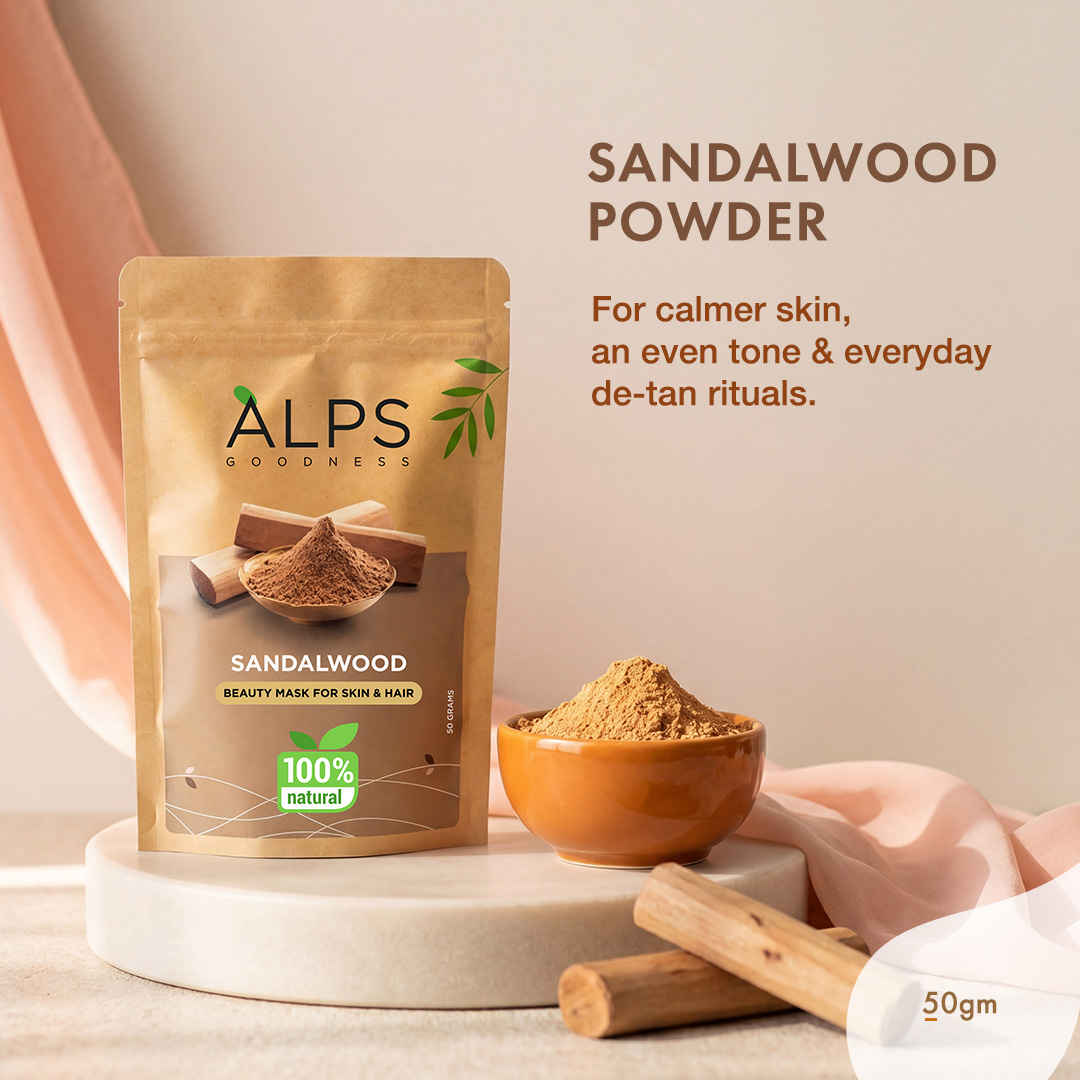 Buy Alps Goodness Powder - Sandalwood (50 gm) | 100% Natural Chandan Powder | No Chemicals No Preservatives No Pesticides | Chandanam Face Mask for Even Toned Skin & Glow - Purplle