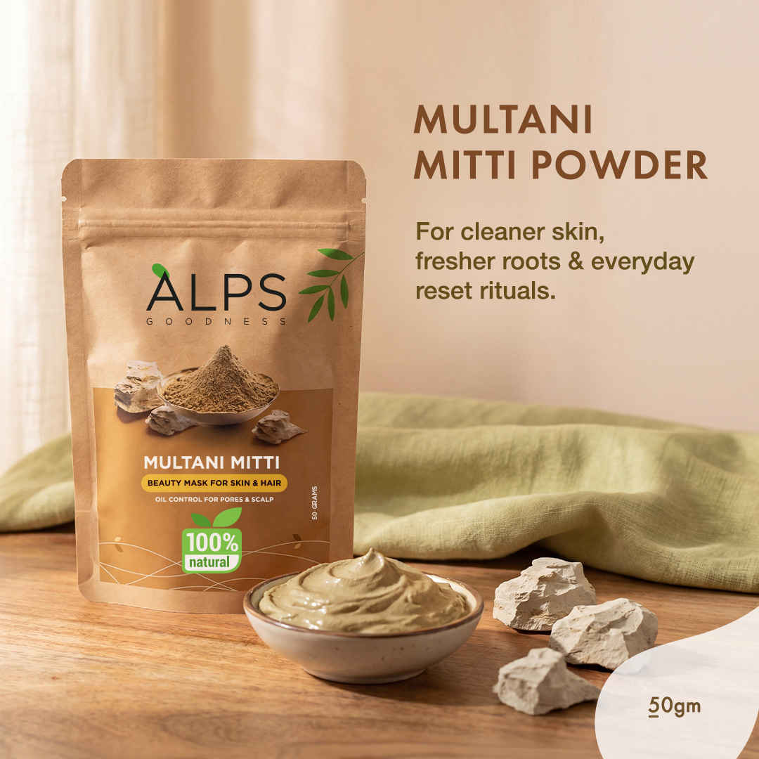 Buy Alps Goodness Powder - Multani Mitti (50 gm) | 100% Natural Fuller's earth| No Chemicals, No Preservatives, No Pesticides | For both hair & skin | Face pack for glowing skin - Purplle
