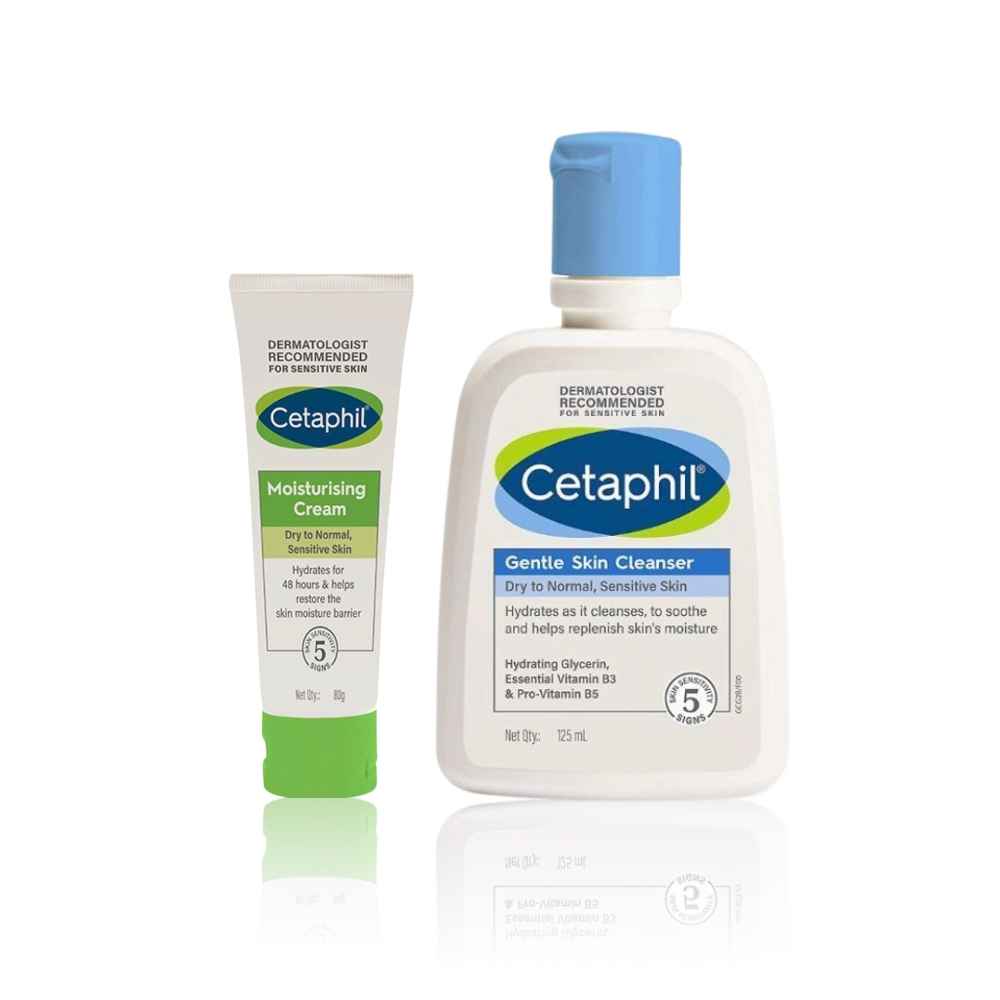 Buy Cetaphil Gentle Cleansing & Moisturizing Combo of 2 [Cetaphil Gentle Skin Cleanser (125 ml) + Cetaphil Moisturising Cream (80 g)] - Purplle