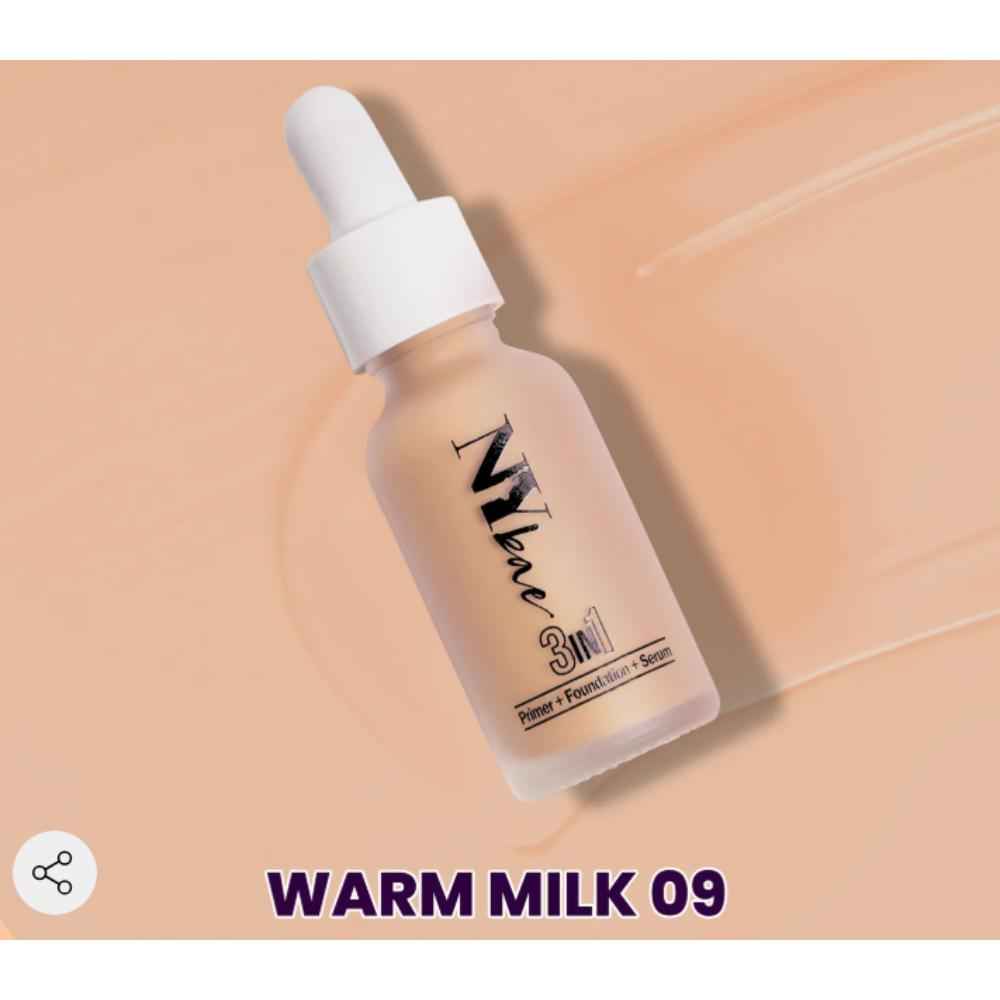 Buy NY Bae 3 IN 1 Serum Foundation - Warm Milk 09 (30 ml) | Infused with Primer | Moisturising I Glowing Korean Skin I Celeb Glow | Dewy Makeup | Evens Skin Tone | Ultra Glow - Purplle