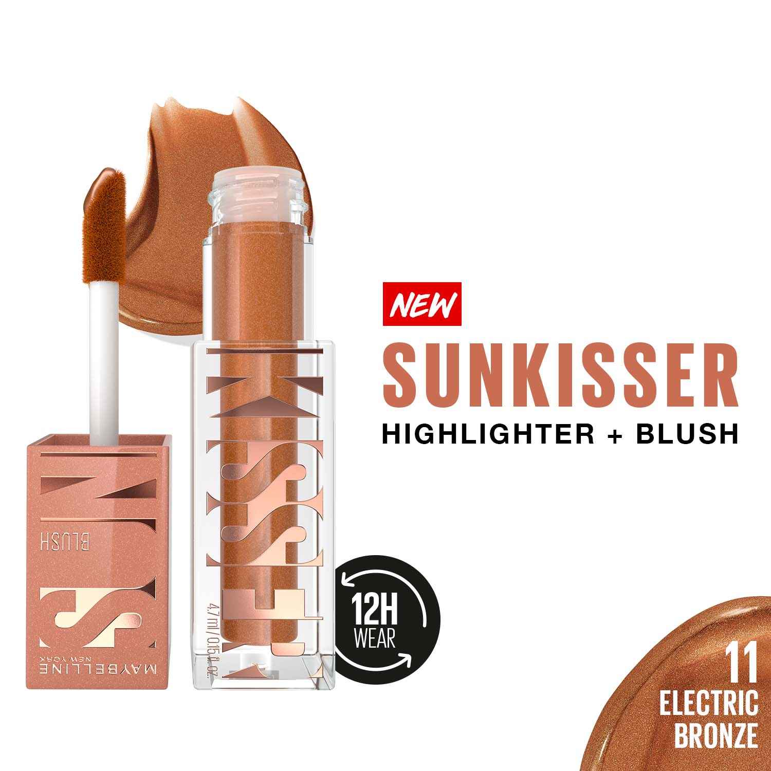 Buy Maybelline New York Sunkisser Highlighter + Blush, 12H Wear, 11 - Electric Bronze - 4.7 gm - Purplle
