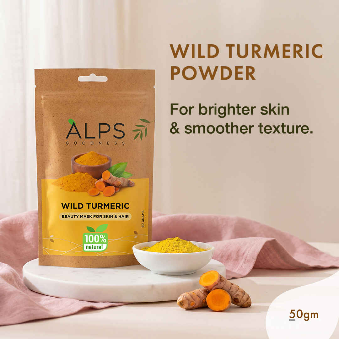 Buy Alps Goodness Powder - Wild Turmeric (50 gm) | 100% Natural Kasturi Haldi Powder | No Chemicals, No Preservatives, No Pesticides | Face Mask for Even Toned Skin & Glow - Purplle