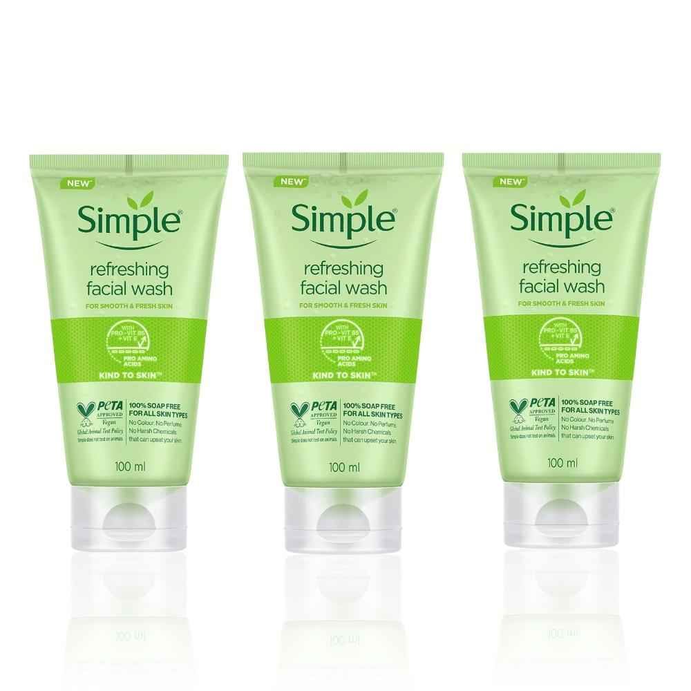 Buy Simple Kind To Skin Refreshing Face Wash (100 ml) (Pack of 3) - Purplle