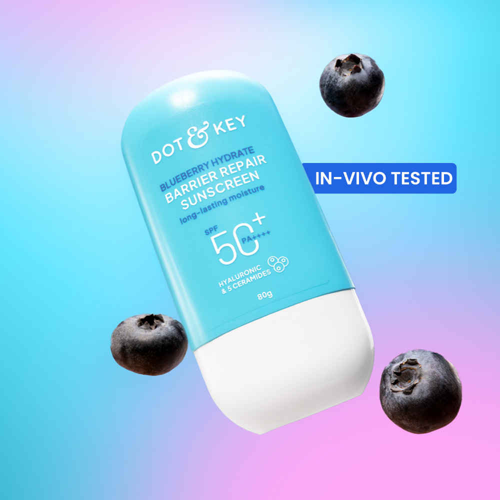 Buy Dot & Key Blueberry Hydrate Barrier Repair Sunscreen SPF 50+, PA++++ - With Hyaluronic & 5 Ceramides | In Vivo Tested Sunscreen All Skin Types with 7 UV Filters | 80 gm - Purplle