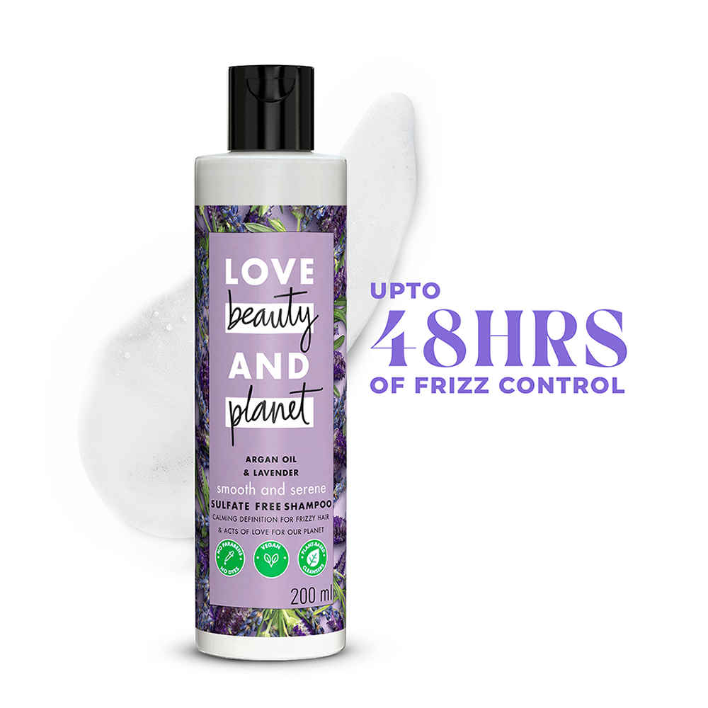 Buy Love Beauty Planet Argan Oil and Lavender Sulfate Free Smooth and Serene Shampoo, 200 ml - Purplle