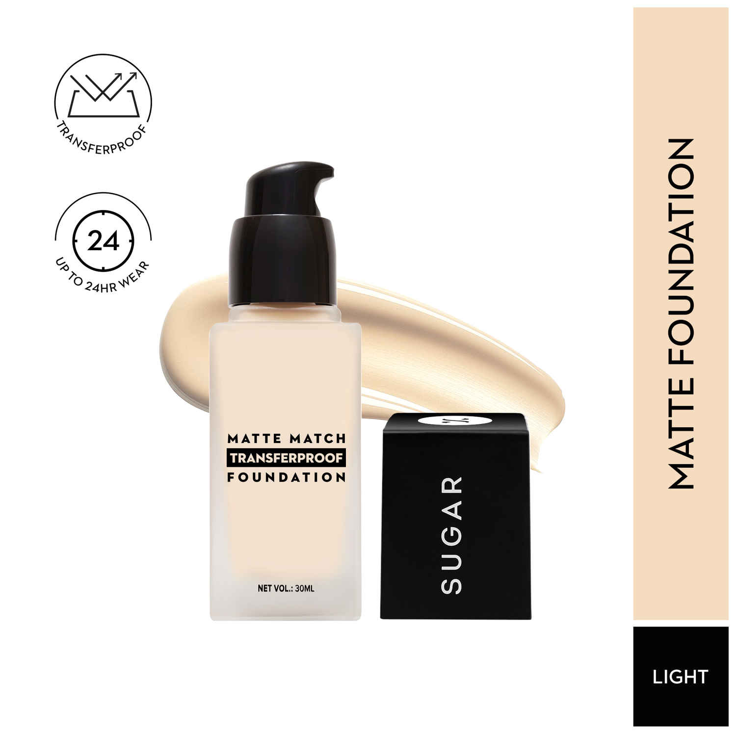 Buy SUGAR Cosmetics Matte Match Transferproof Foundation | Upto 24 hr wear | Transferproof & Waterproof | 30 ml (10 Latte) - Purplle