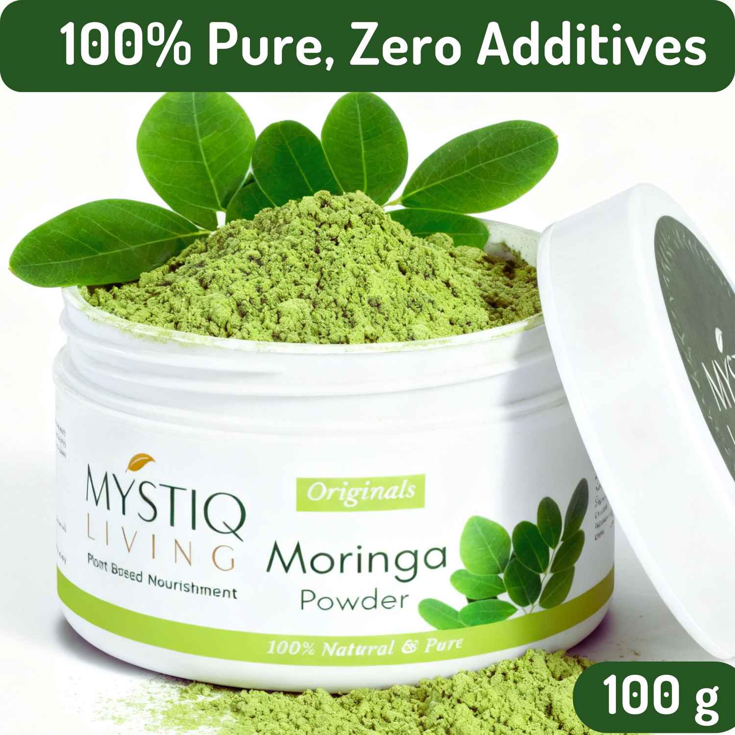 Buy Mystiq Living Moringa Leaf Powder – 100% Pure & Nutrient-Rich Superfood (100 gm) - Purplle