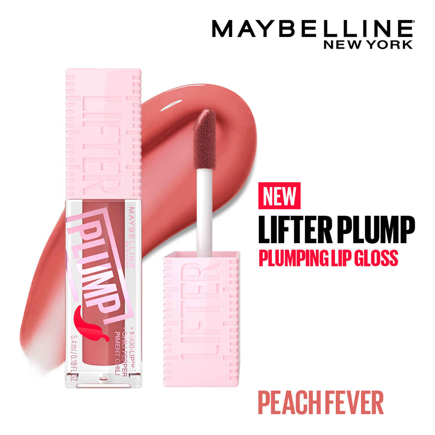 Buy Maybelline New York Lifter Plump - Plumping Liquid Lip Gloss, Peach Fever, 5 ml - Purplle