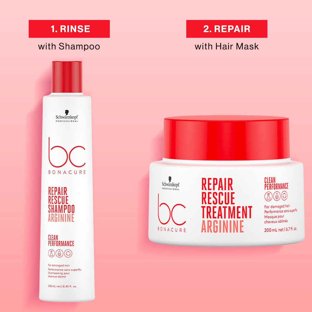 Buy Schwarzkopf Professional Bonacure Repair Rescue with Arginine Shampoo + Mask Combo (250 ml +200 ml) Combo of 2 - Purplle