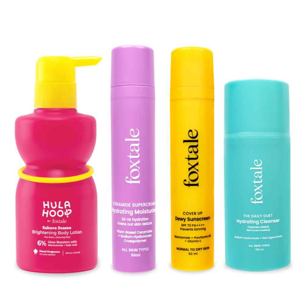 Buy Foxtale Dewy Defense Kit | Sunscreen, Moisturizer, Face Wash & Body Lotion Combo of 4 - Purplle
