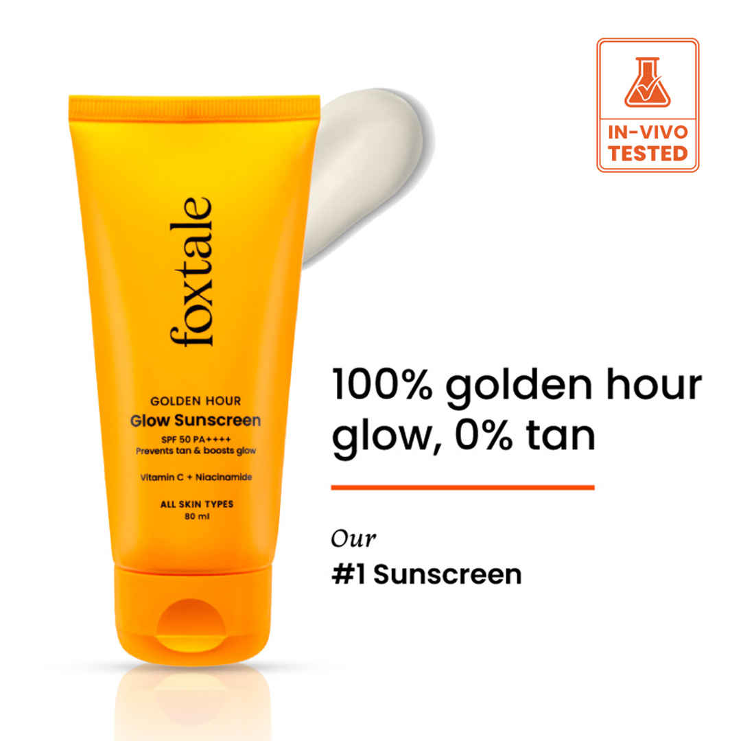 Buy Foxtale Glow Sunscreen with Vitamin C & Niacinamide SPF 50 PA++++, In-Vivo Tested, for Dewy Glow 80 ml - Purplle
