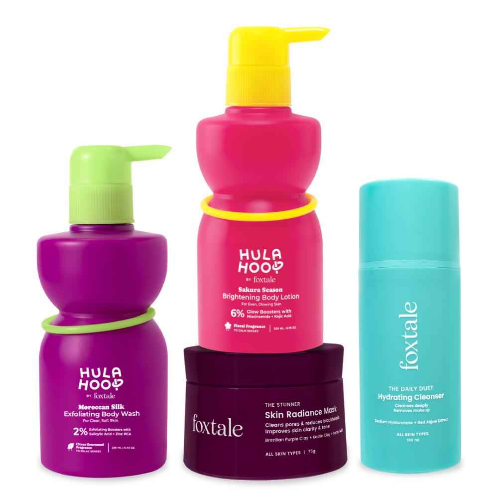 Buy Foxtale Cool & Clear Combo | Hydrate, Exfoliate & Refresh Summer Skin Combo of 4 - Purplle