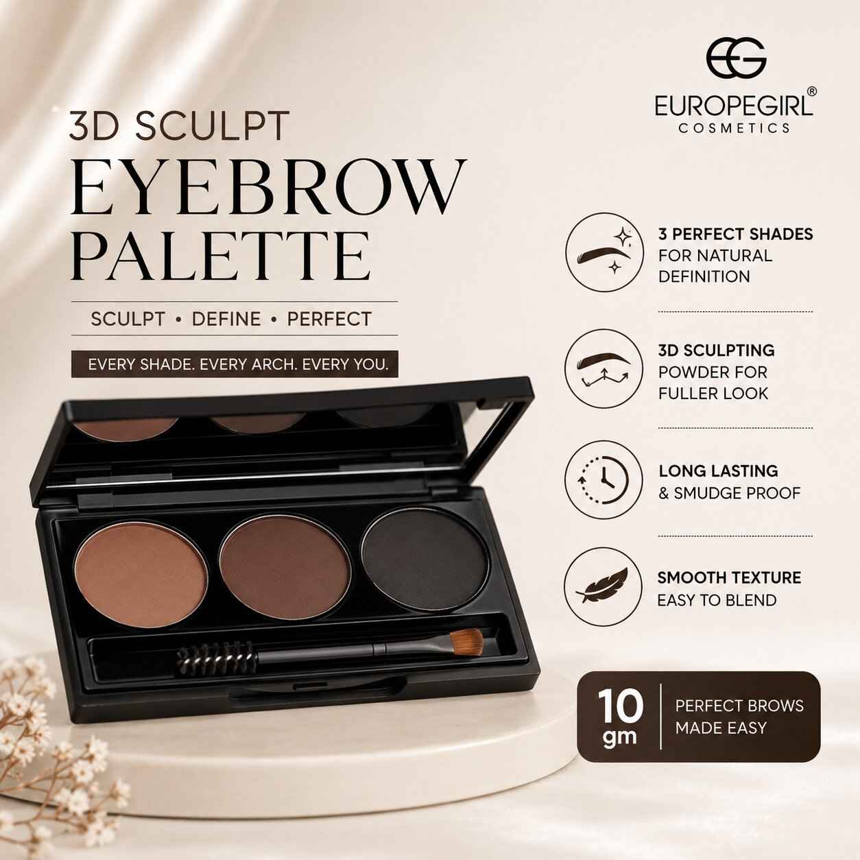 Buy Europegirl Cosmetics 3D Sculpt Eyebrow Palette 10 gm - Purplle