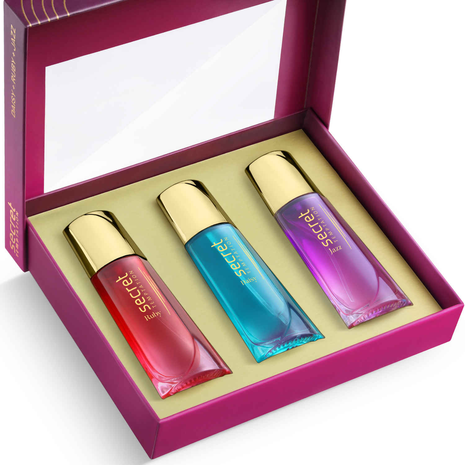 Buy Secret Temptation Fragrance Gift Set With Ruby, Daisy, and Jazz Long Lasting Perfume for Women, Pack of 3 (30 ml each)|Gift for Women|Luxury Perfume - Purplle