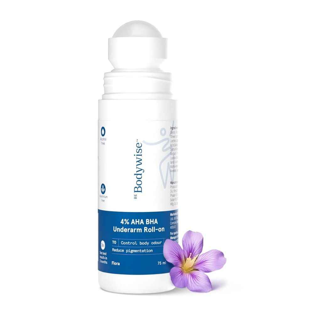 Buy Be Bodywise 4% Aha Bha Underarm Roll On | Controls Odour & Reduces Pigmentation | 0% Alcohol & 0% Aluminium | Flora Fragrance (75 ml) - Purplle