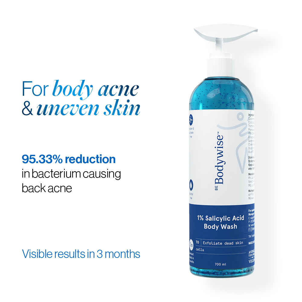 Buy Be Bodywise 1% Salicylic Acid Exfoliating Body Wash Shower Gel 700 ml | Prevents Body Acne, Bumpy skin & Deep cleanses | Suitable for All Skin Types. - Purplle