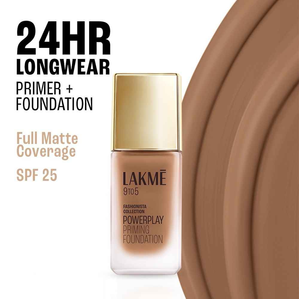 Buy Lakme 9 To 5 Powerplay Priming Liquid Foundation, Built In Primer, SPF 25, C280 Cool Tan (25 ml) - Purplle