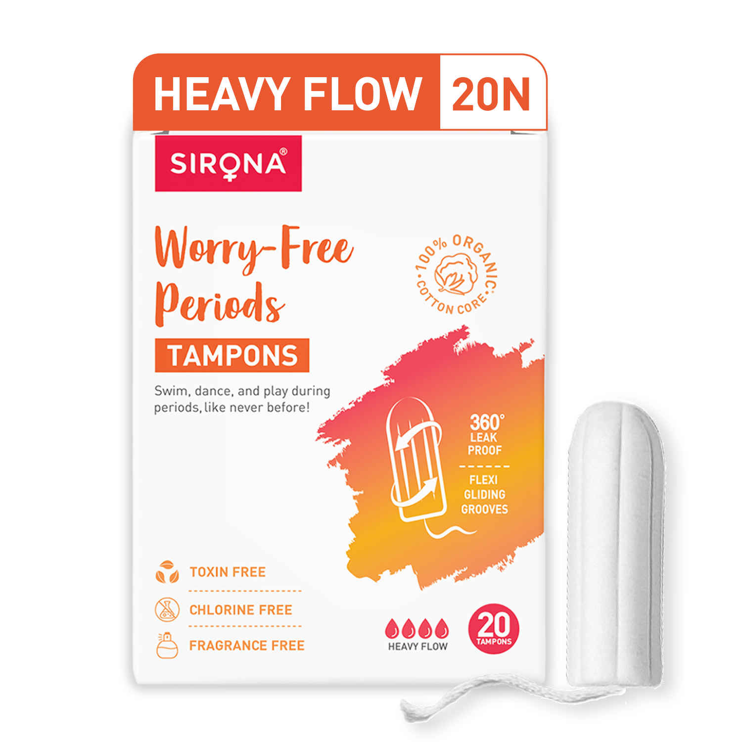 Buy Sirona Non Applicator Tampons, Now Periods Made Easy Heavy Flow 20 Count - 20 Pcs - Purplle