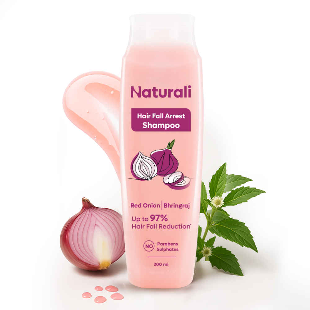 Buy Naturali Hairfall Arrest Shampoo with Red Onion & Bhringraj | Controls Hairfall | Paraben and Sulphate Free Shampoo | Hairfall Shampoo for Men & Women | 200 ml - Purplle