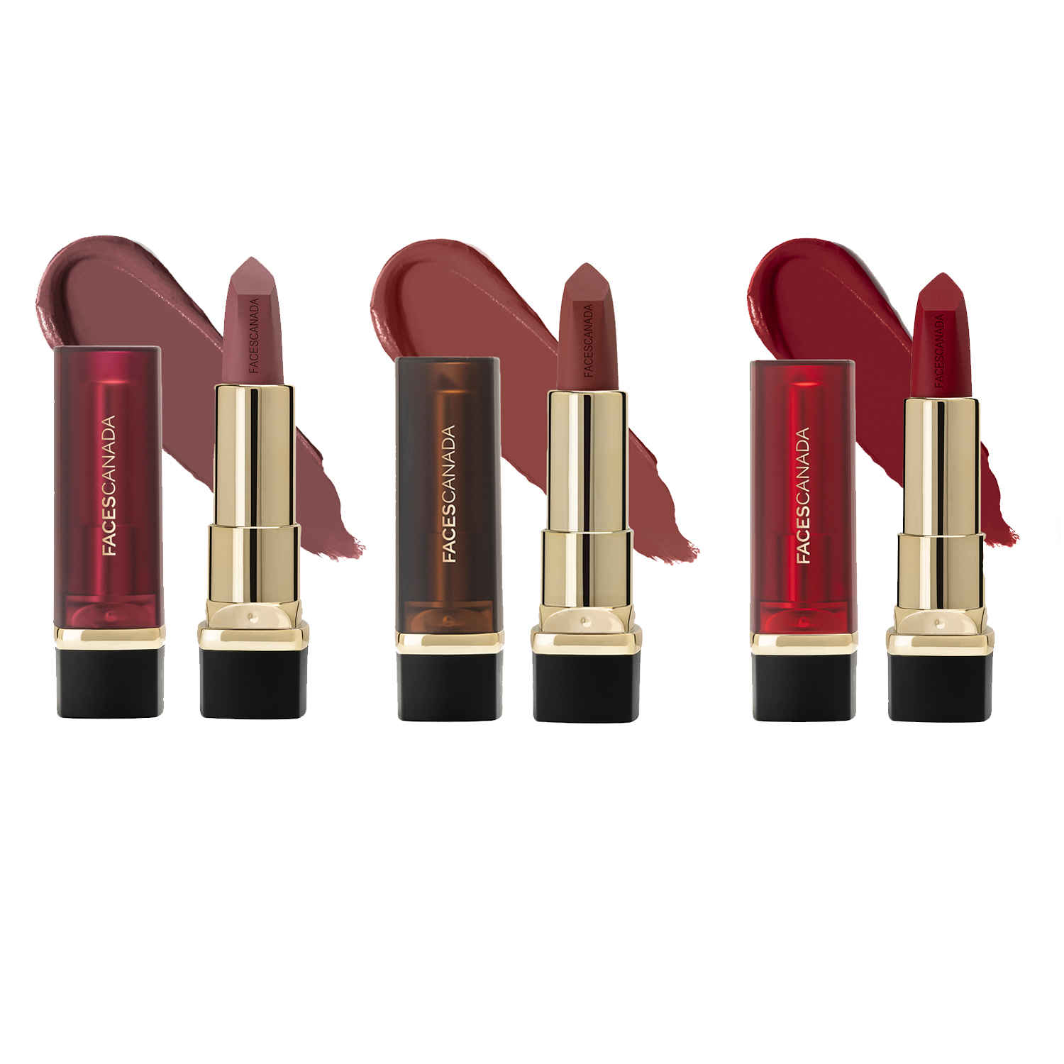 Buy FACES CANADA Comfy Matte Creme Lipstick Pack of 3 - Let’s Get Latte 12 + Livin' It Up 16 + Head Up High 03 (4.2 gm x 3) - Purplle