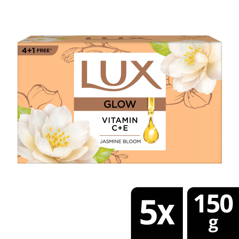 Buy Lux Flaw-less Glow Bathing Soap infused with Vitamin C & E |For Superior Glow|Buy 4 Get 1 Free|150 gm - Purplle
