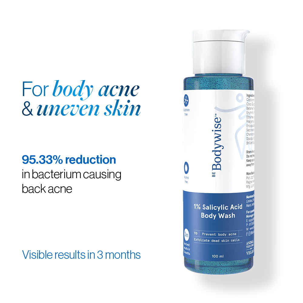 Buy Be Bodywise 1% Salicylic Acid Exfoliating Body Wash Shower Gel 100 ml | Prevents Body Acne, Bumpy skin & Deep cleanses | Suitable for All Skin Types - Purplle