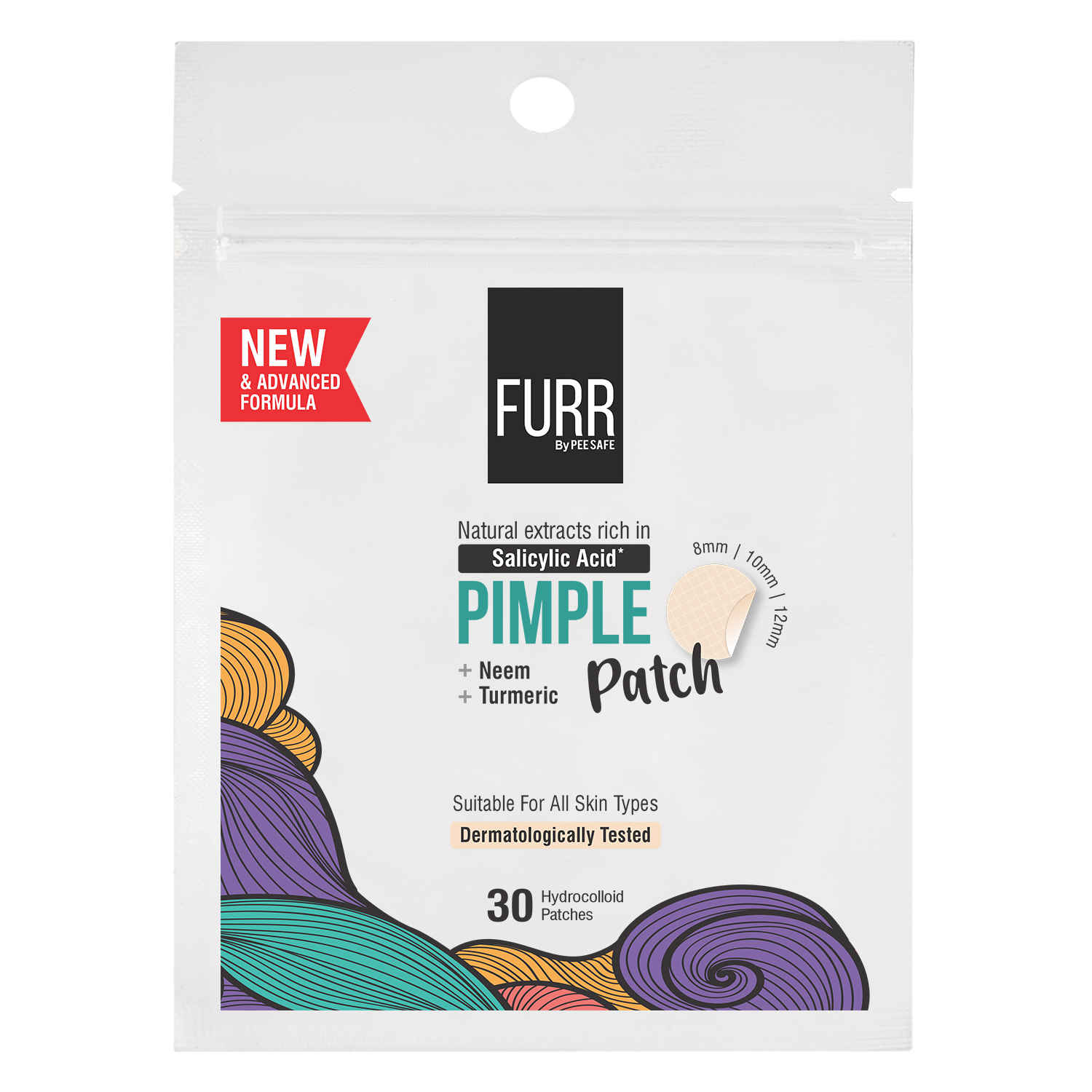 Buy FURR By Pee Safe Hydrocolloid Acne Patch With Turmeric - 30 Patches - Purplle