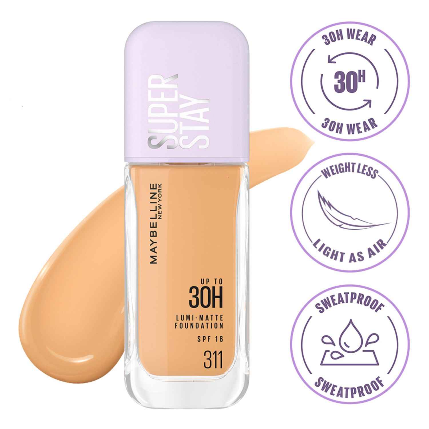 Buy Maybelline New York Super Stay Lumi Matte Liquid Foundation, 311, 30 HR Long Lasting yet Lightweight Foundation - 35 ml - Purplle