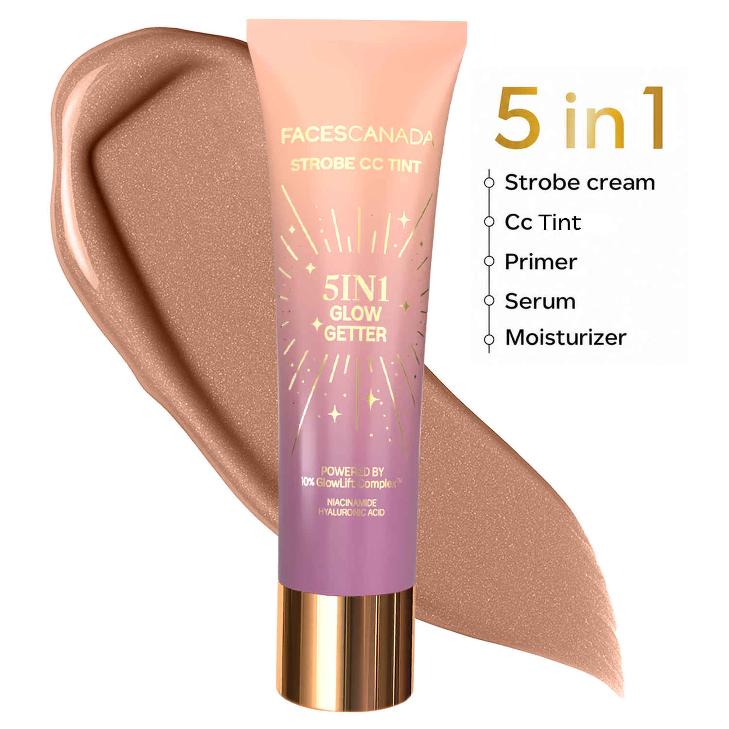 Buy FACES CANADA Strobe CC Tint - Twilight Veil 03, 27 ml | 5-in-1 Serum + Moisturizer + Primer + BB/CC Cream + Strobe Cream | Lightweight | Radiant Dewy Glass Skin Glow | Niacinamide & Hyaluronic Acid | For Light to Medium Skin - Purplle