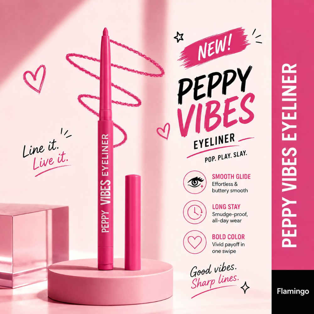Buy Glam 21 Peppy Vibes Eyeliner 0.4 gm - Flamingo | Matte Finish, upto 10 Hours Stay, Smudge & WaterProof - Purplle