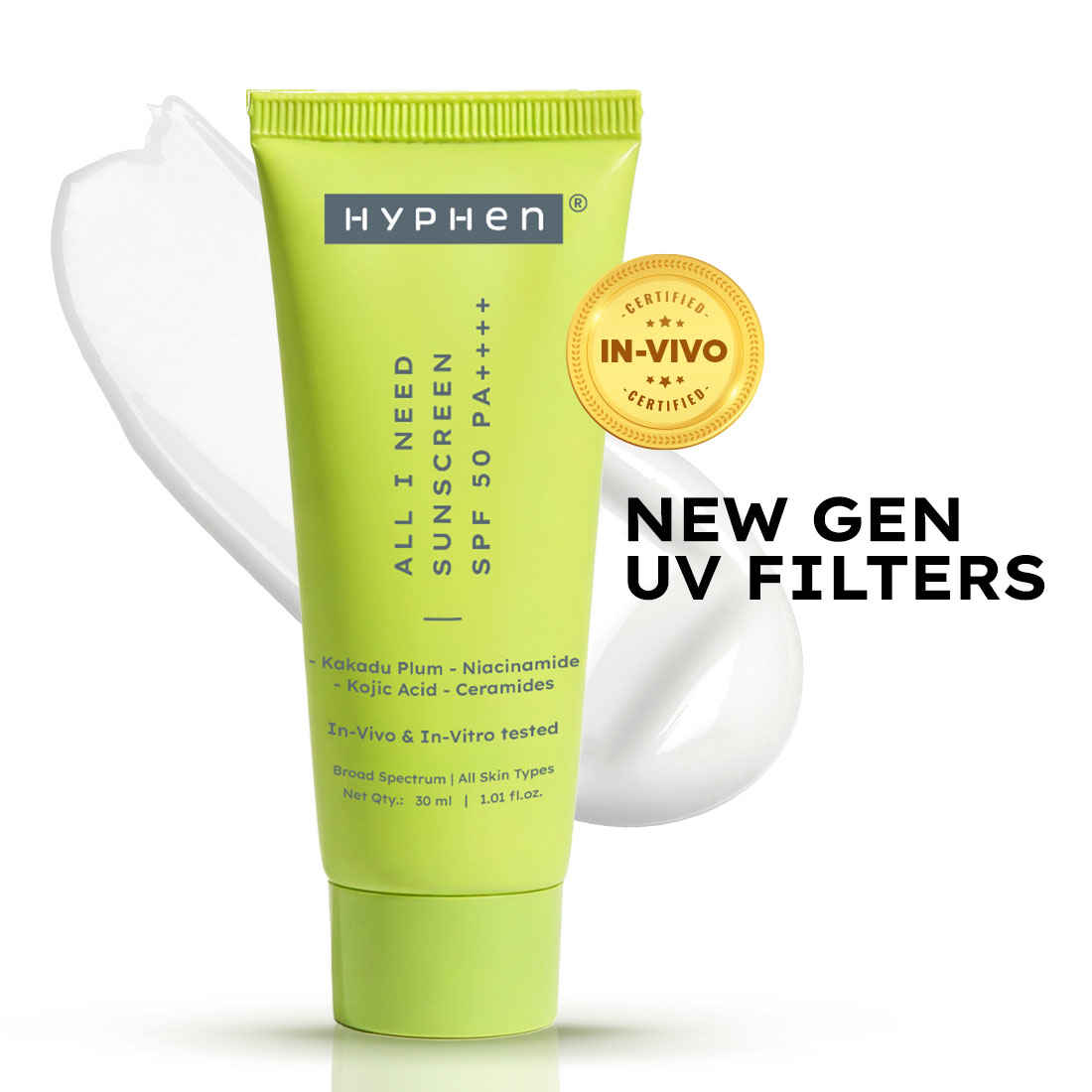 Buy Hyphen All I Need Sunscreen SPF 50 PA++++ with New Gen UV Filters | In-vivo Tested | Brightens & Protects | Lightweight & Non-Greasy 30 ml - Purplle