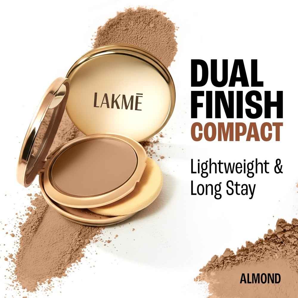 Buy Lakme 9to5 Unreal Dual Cover Pressed Powder, 2 In 1 Compact + Foundation, 34 Almond,9 gm - Purplle