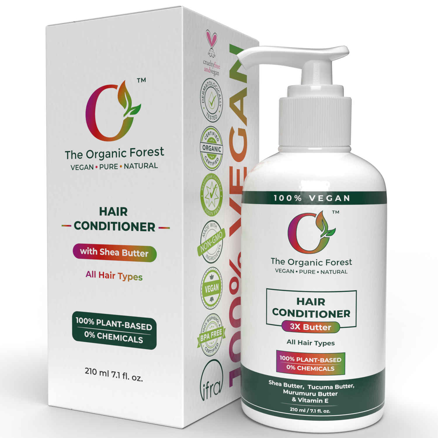 Buy The Organic Forest 100% Plant Based Hair Conditioner for Dry Frizzy Hair | Infused with Shea Butter & Coconut Oil for Hair Moisturizing & Strengthening | Scalp Moisturizer for Dry Scalp - Sulfate-Free Deep Conditioner 210 ml - Purplle