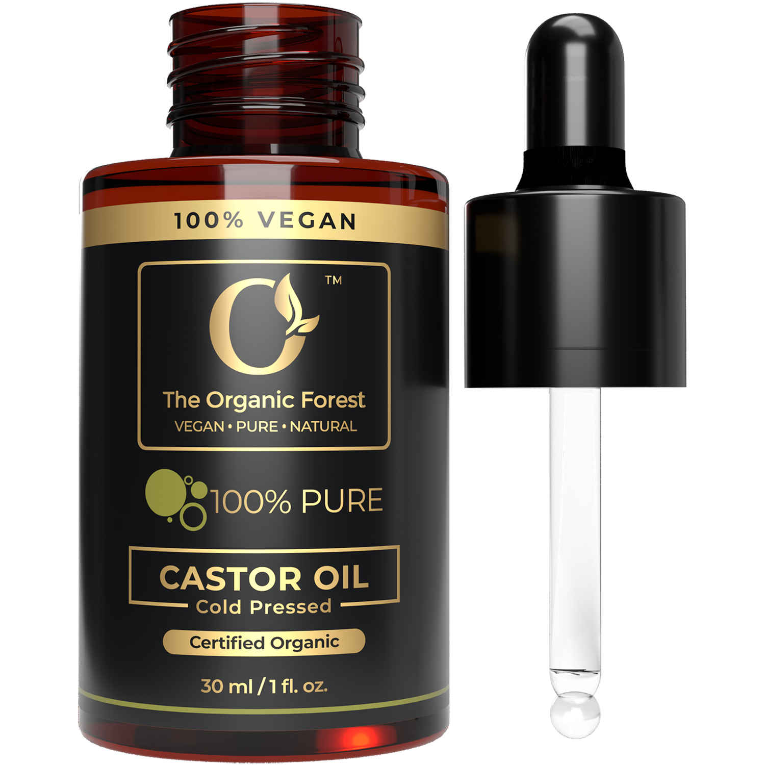 Buy The Organic Forest 100% Plant Based Castor Oil for Hair & Skin | Cold Pressed Castor Oil Organic Unrefined Glass Bottle - Hexane-Free - Ideal for Hair Care, Skin Care, Eyelashes & Eyebrows | Arandi ka tel original | 30 ml - Purplle