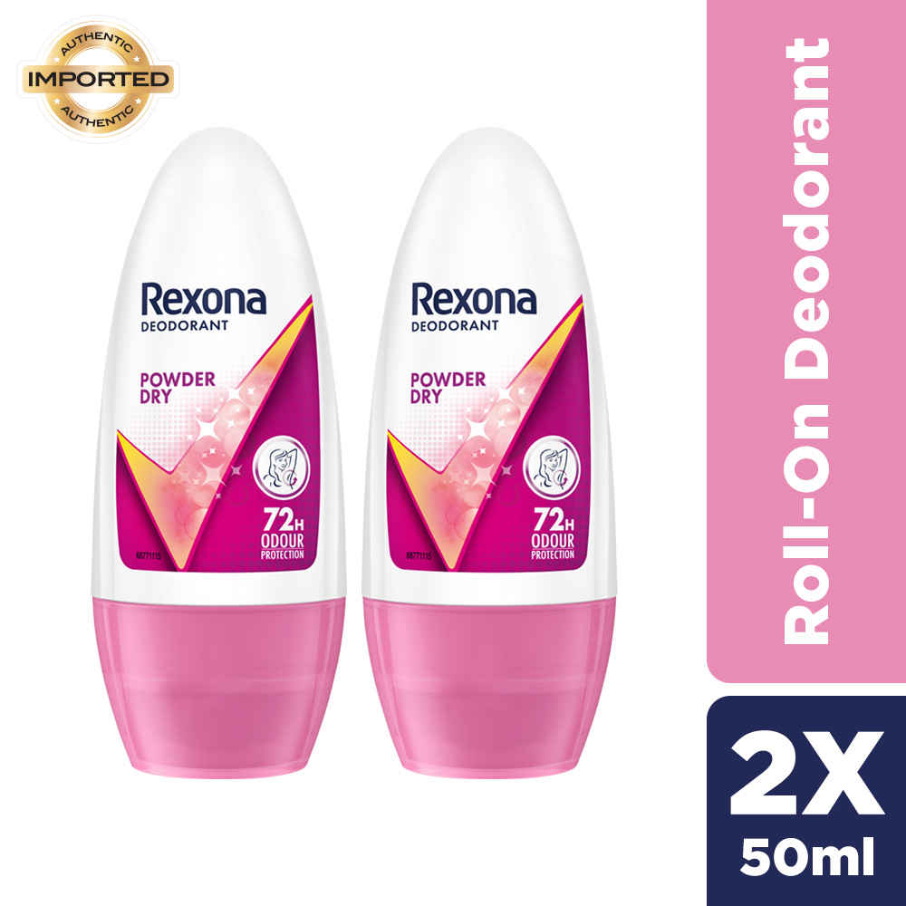Buy Rexona Powder Dry Underarm Roll On Deodorant For Women 50 ml (Pack of 2) - Purplle