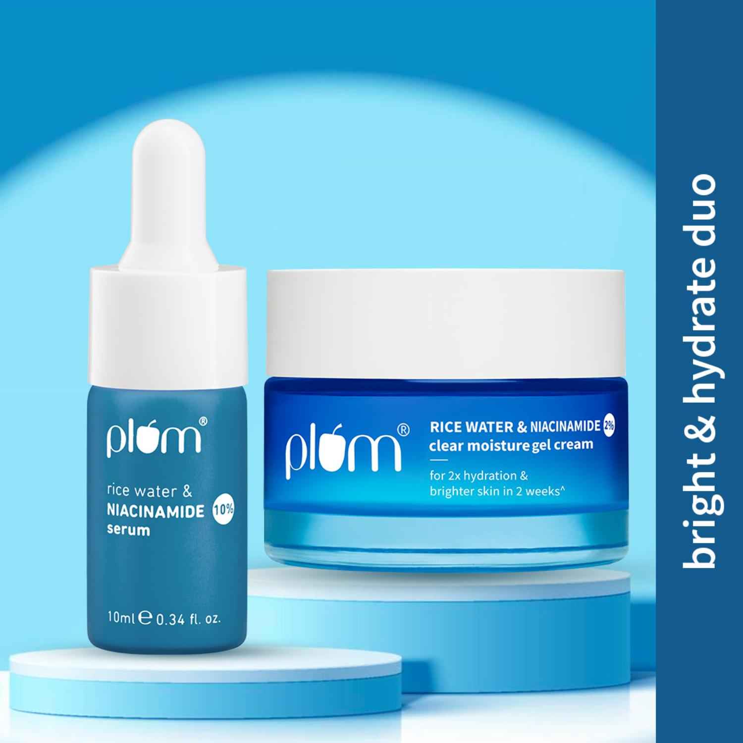 Buy Plum Hyderate & Brighten Mini Combo (Niacinamide Serum 10 ml + Niacinamide Moisturising Gel 50gms) - Purplle