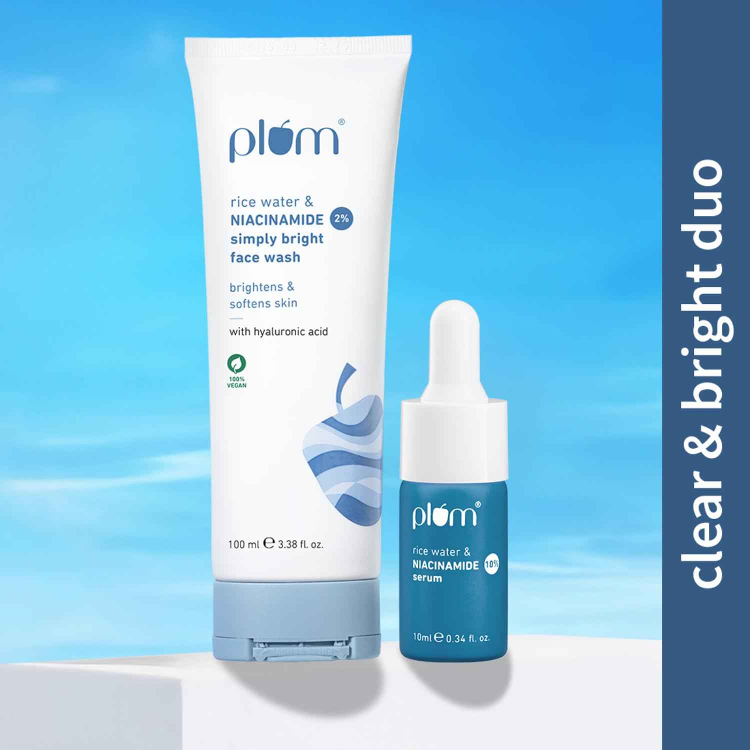 Buy Plum Double Brightening Duo Mini Pack (Niacinamide Serum 10 ml + Face Wash 100ml) - Purplle