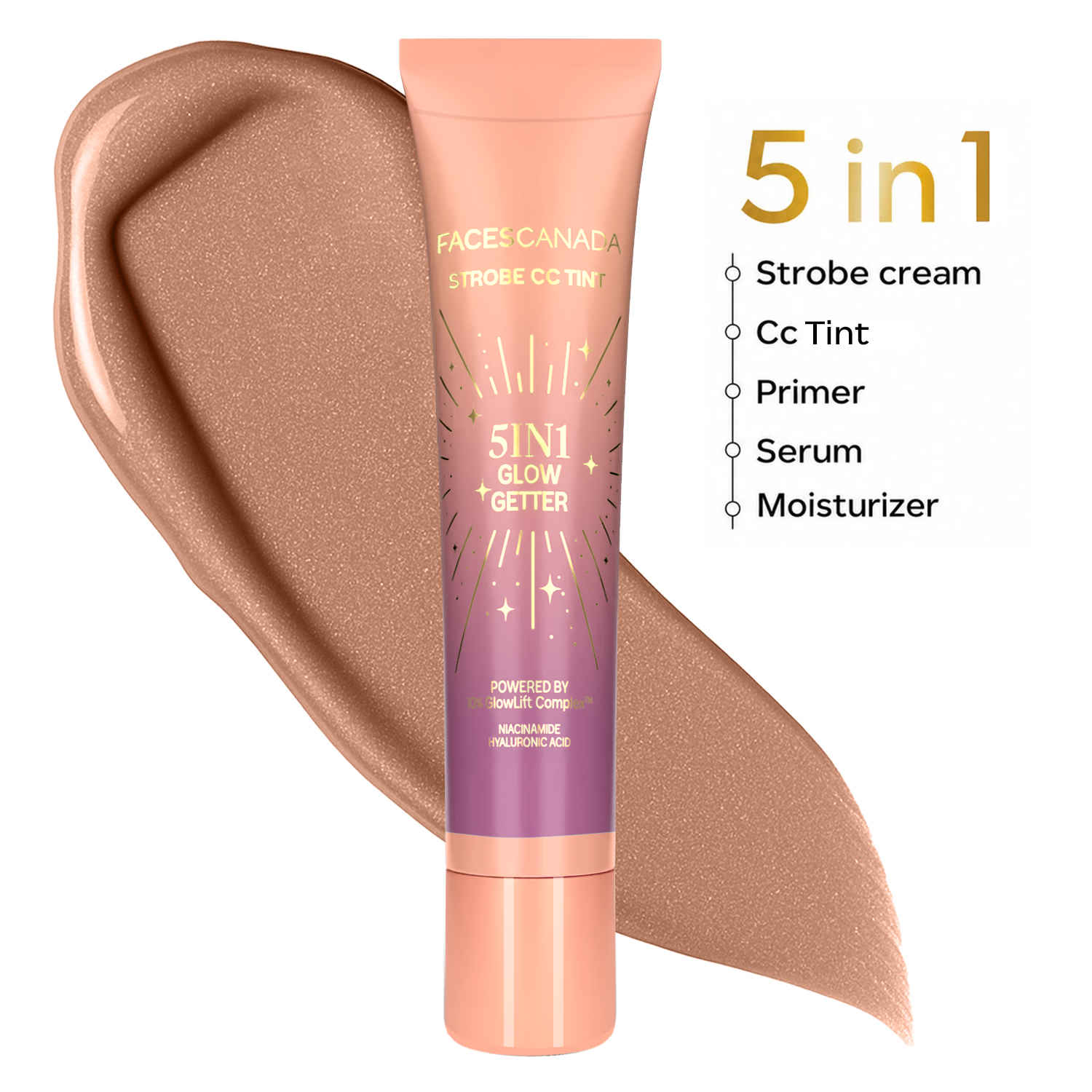 Buy FACES CANADA Strobe CC Tint Mini- Twilight Veil 03, 18 ml | 5-in-1 Serum + Moisturizer + Primer + BB/CC Cream + Strobe Cream | Lightweight | Radiant Dewy Glass Skin Glow | Niacinamide & Hyaluronic Acid | For Medium To Tan Skin - Purplle