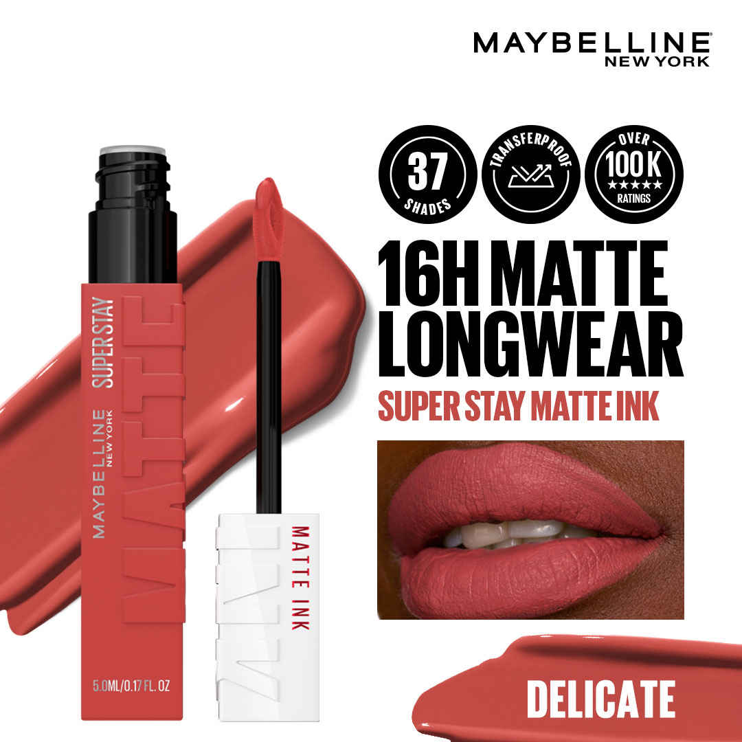 Buy Maybelline New York Super Stay Matte Ink Liquid Lipstick - Delicate 225 (5 ml) - Purplle