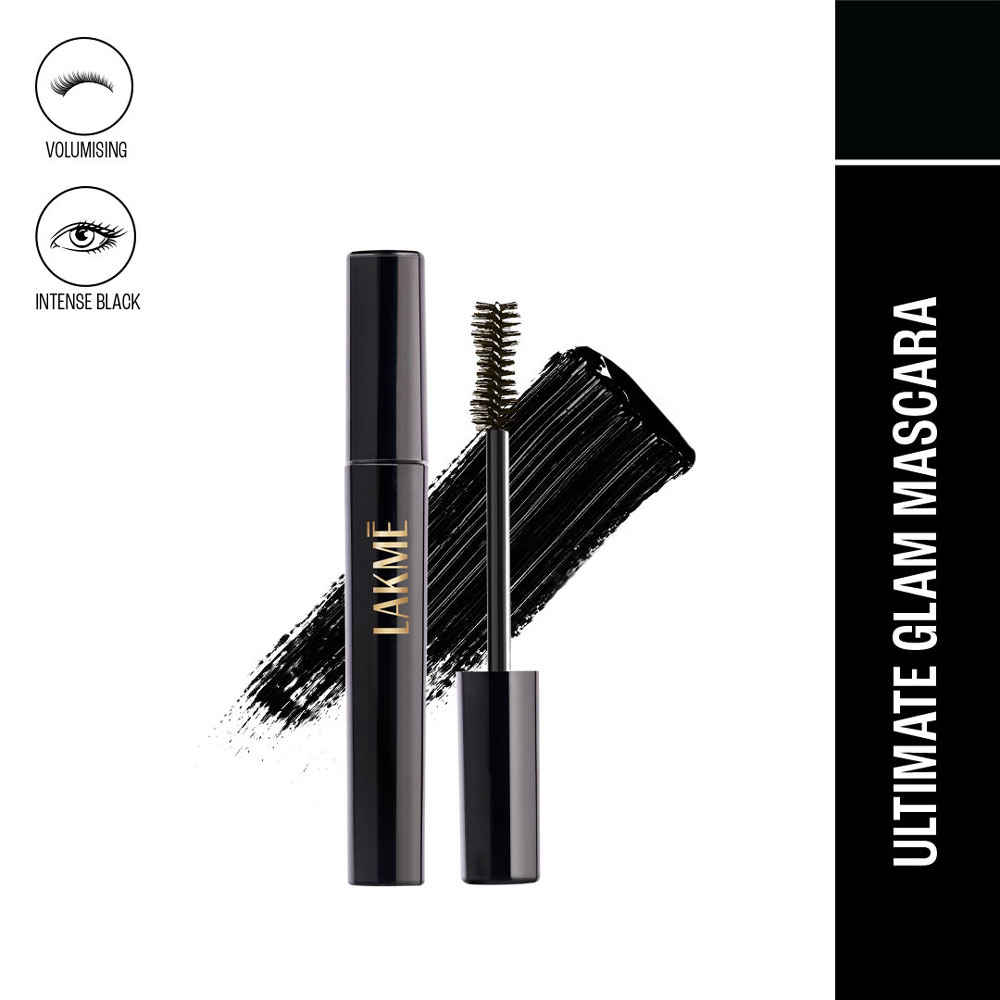 Buy Lakme Ultimate Glam Volumizing Mascara Black, For Fuller Lashes, Easy Application, Intense Black Finish 10 ml - Purplle