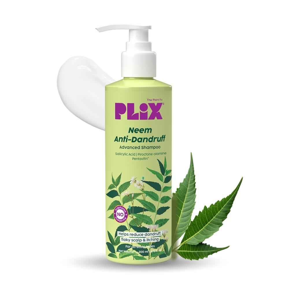 Buy PLIX Neem Anti-Dandruff Advanced Shampoo | Piractone Olamine & Pentavitin Paraben & Sulphate Free | For Men & Women | 200 ml - Purplle
