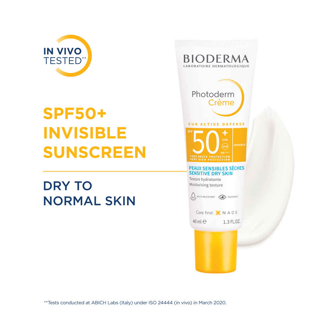 Buy Bioderma Photoderm Creme SPF 50+ Sunscreen Normal To Dry Sensitive Skin - Sun Active Defense (40 ml) - Purplle