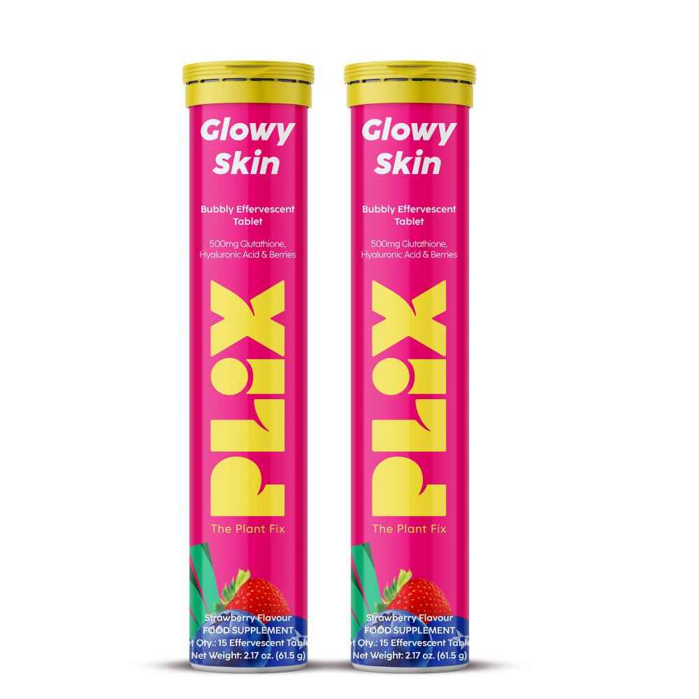 Buy PLIX Glutathione Strawberry Effervescent 30 Tablets With 500mg L-Glutathione For Clear Glowy Skin & Pigmentation (Pack Of 2) - Purplle