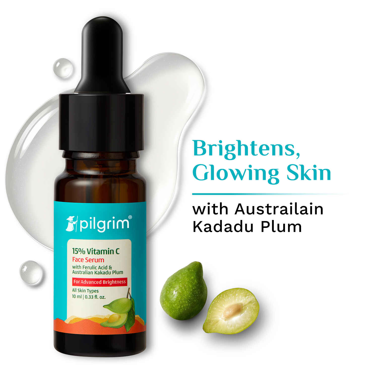 Buy Pilgrim 15% Vitamin C Serum 10 ml for Glowing Skin with Kakadu Plum | Advanced Dark Spot Corrector, Hyperpigmentation & Brightening Face Serum | Anti Aging | For All, Combination, Normal, Oily Skin Type - Purplle