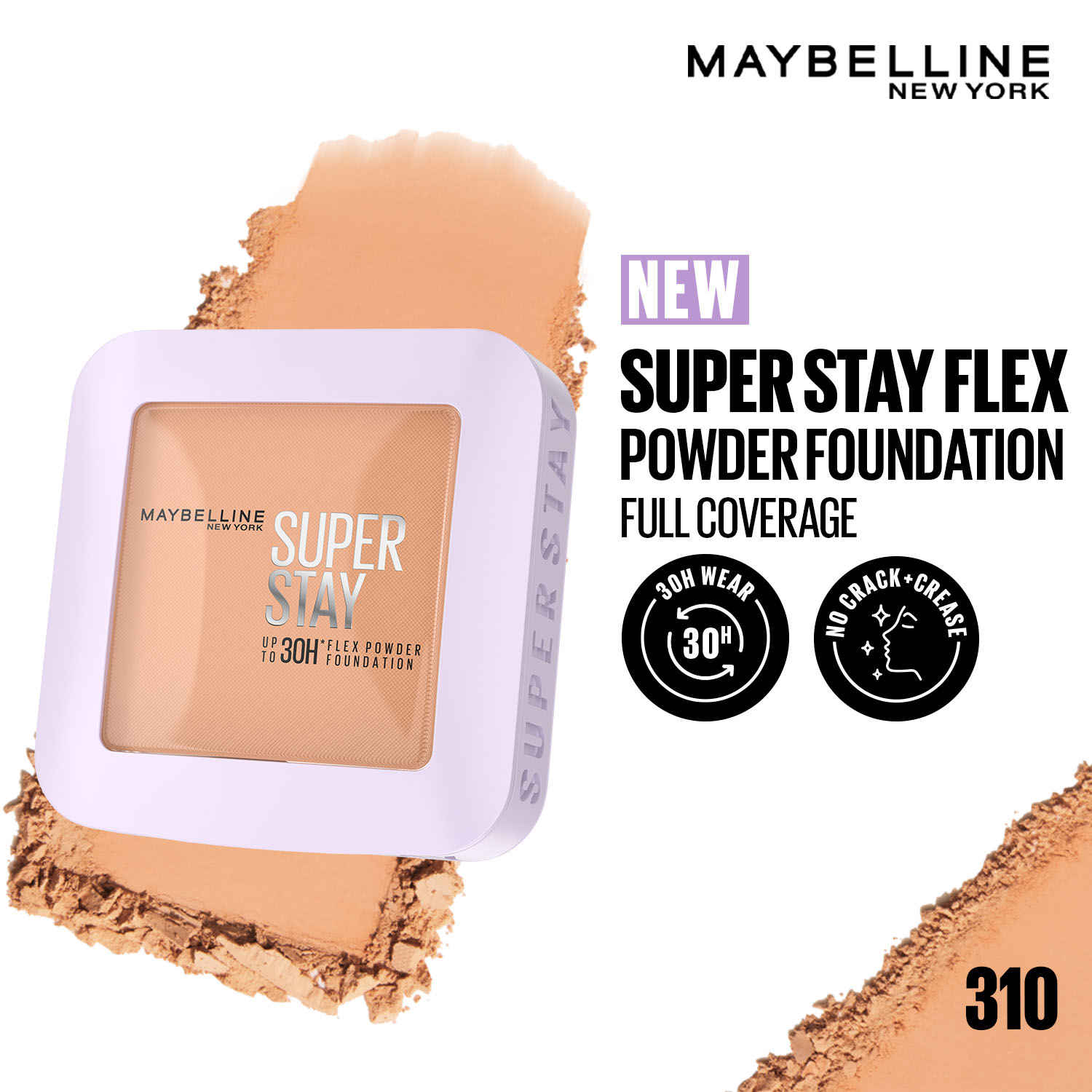Buy Maybelline New York Super Stay Flex Powder Foundation Compact, 310, Full Coverage, 30H Full Coverage, Perfect for Oily Skin, Waterproof & Sweatproof - 9 gm - Purplle