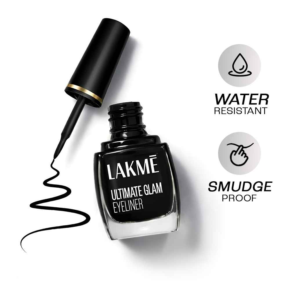 Buy Lakme Ultimate Glam Eye Liner | Semi Matte | Black | 9 ml - Purplle