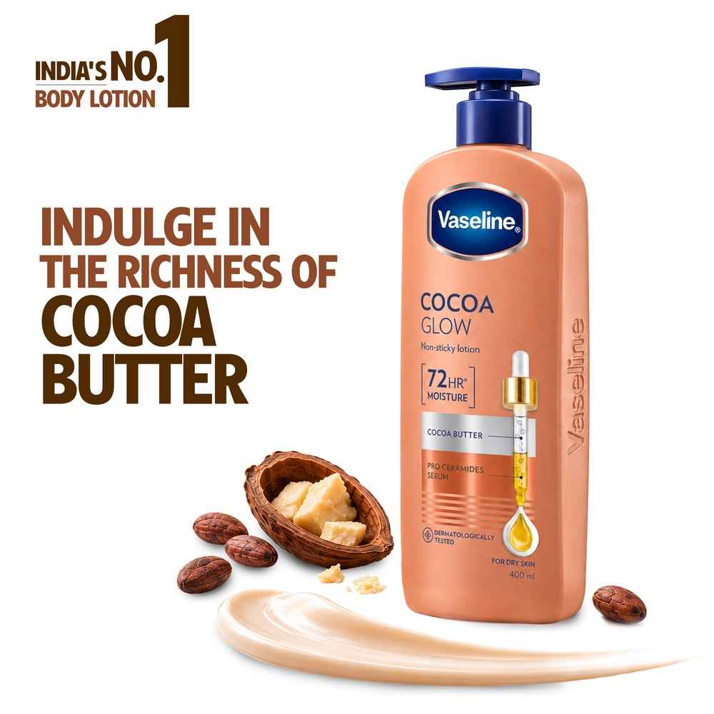 Buy Vaseline Cocoa Glow Serum In Lotion, 400 ml | 100% Pure Cocoa & Shea Butter for Glowing & Soft Skin - Purplle