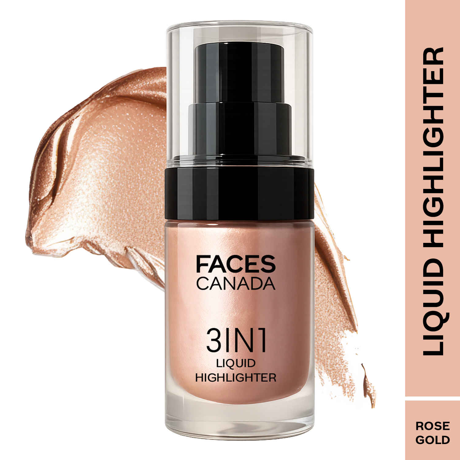Buy FACES CANADA 3 in 1 Liquid Highlighter - Rose Gold 03, 15 ml | Primer | Highlighter | Strobe Serum | Luminous Finish | Lightweight Formula | Hydrating | Long Lasting Glow | Easily Blendable - Purplle