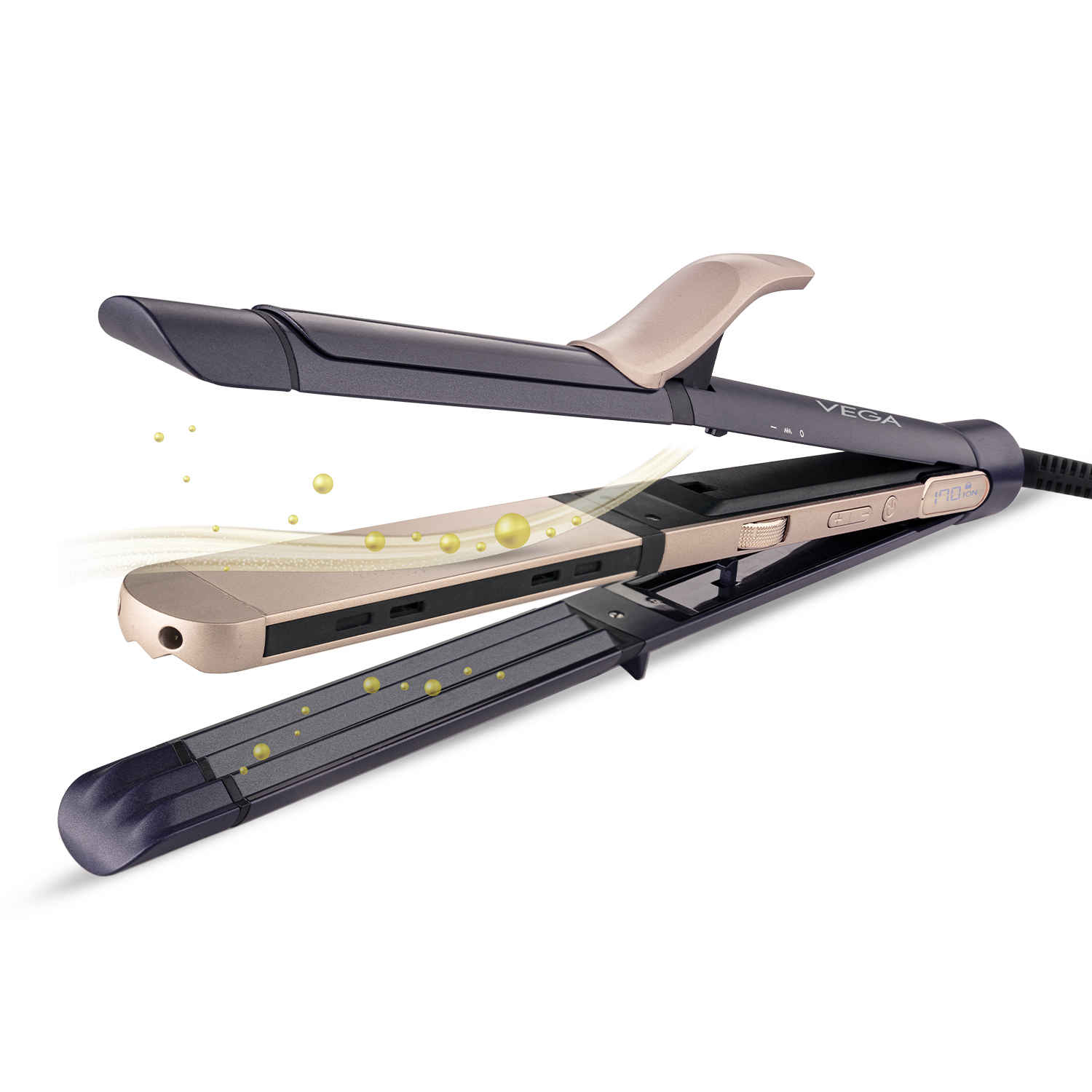 Buy VEGA Ionic 3 in 1 Hair Styler for Women with Digital Display 6 Temperature Settings (130–220°C), Straightner Curler & Crimper with Ionic Technology for Hair Protection, PTC Ceramic Plate, (VHSCC-08) 1 pc - Purplle